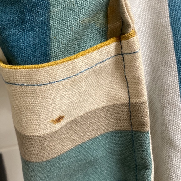 FEED Projects Canvas Market Tote Sea Blue Shopping Leather Straps Bag - Picture 13 of 16